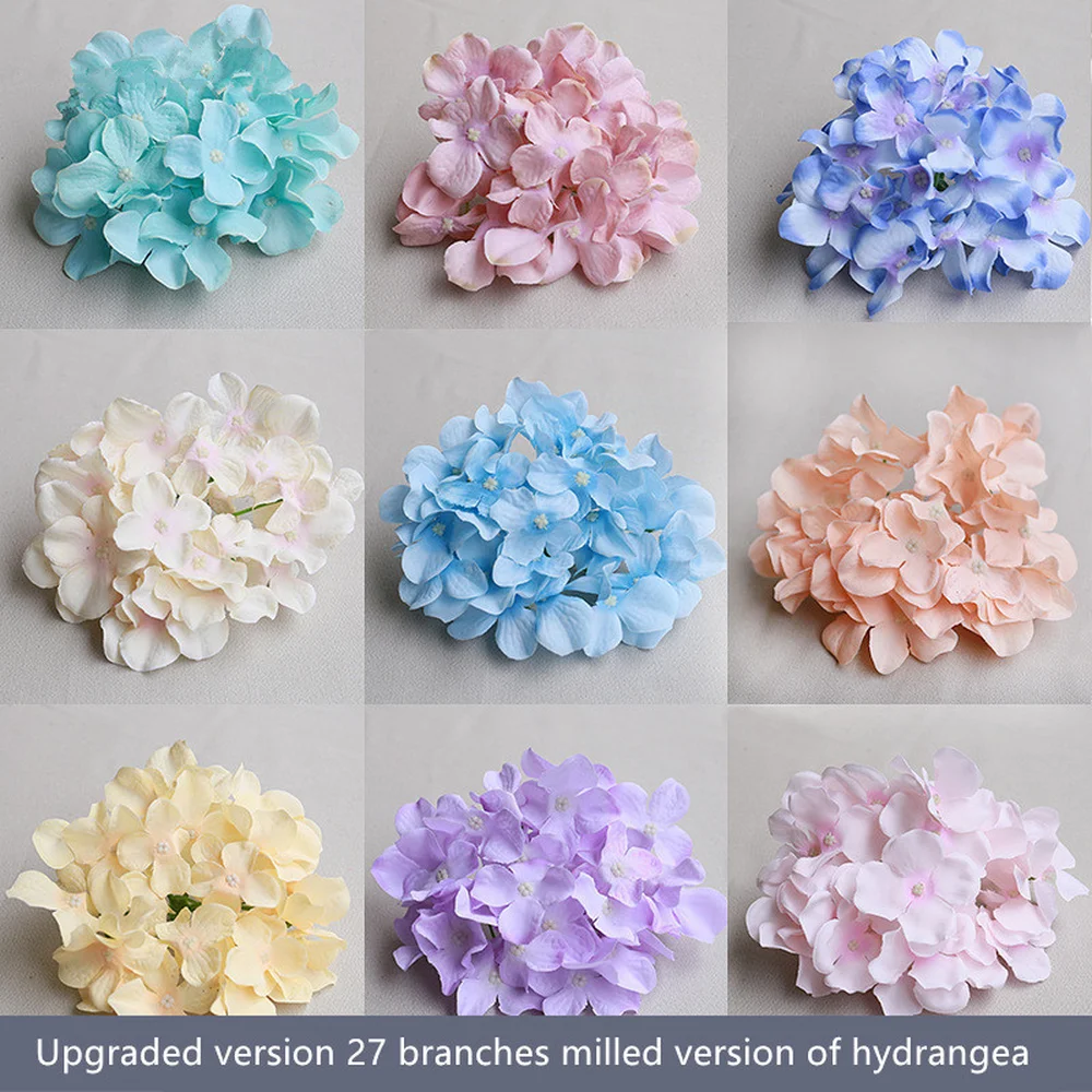 

27pieces New Upgraded Hydrangea Artificial Flower Head DIY Wedding Set Arches Garland Flower Wall Materials Silk Hydrangea Head