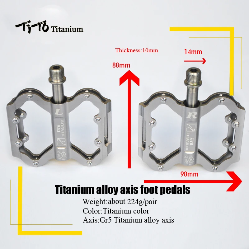 Tito 超軽量自転車ペダル,1ペア,チタン合金,mtb|ultralight pedal|titanium pedalbicycle pedal