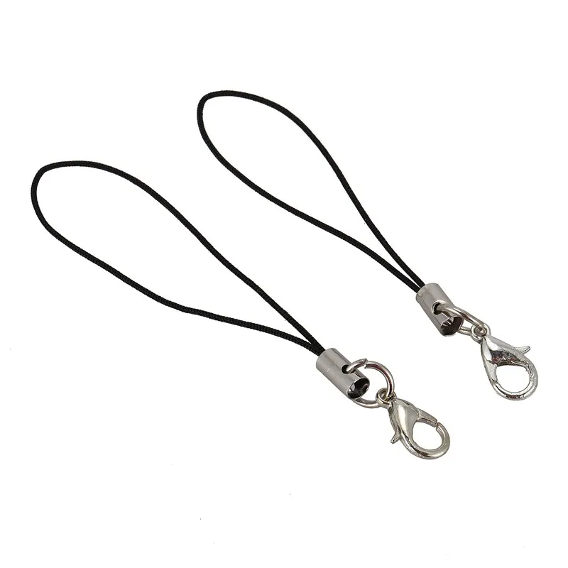 

15 Pcs Black Coil Strap Lobster Clasp Mobile Phone Key String