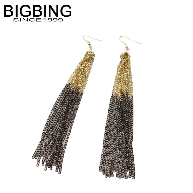 

BIGBING jewelry Fashion golden black chain tassel drop earring fashion earrings women earrings high quality nickel free Z018