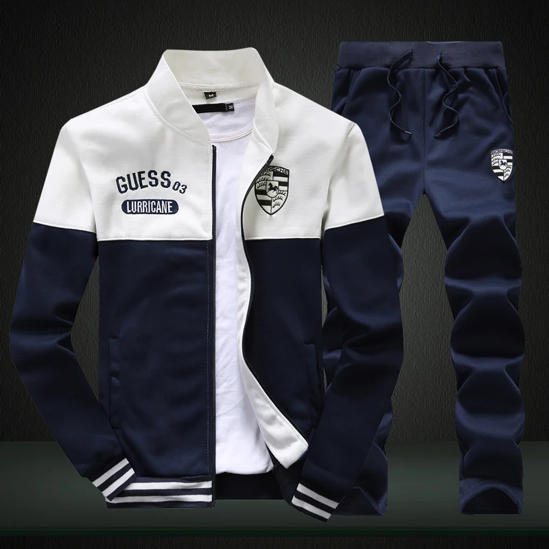 Plus Size M-4XL Mens Sets 2 Piece New Men' Fashion Jacket and Sport Pants Set Fashion Patchwork Tracksuit Men Casual Sports Suit Plus Size M-4XL Mens Sets 2 Piece New Men' Fashion Jacket and Sport Pants Set Fashion Patchwork Tracksuit Men Casual Sports Suit