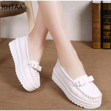 Женские осенние мокасины на плоской платформе с бантом; слипоны с кисточками; повседневные лоферы из натуральной кожи; коллекция года; удобная женская обувь