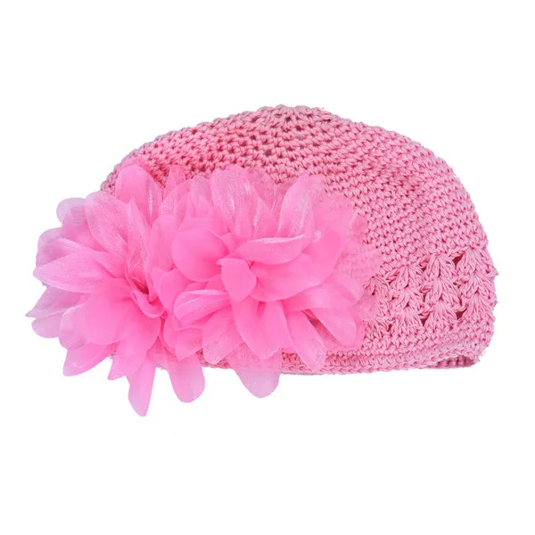 Г., Модная вязаная шапка с цветочным узором, 11 цветов, зима-осень, шапка для девочек, вязаная шапочка для малышей, новая милая детская шапочка - Цвет: Pink