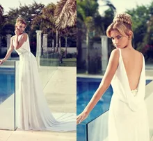 New Arrival Romantic Dress V Neck Court Train Wedding Dresses Vestido De Noiva Chiffon Custom Made