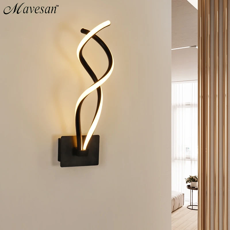 

lampada led Modern LED wall Light mirror lamp Fixture Wave Acrylic LED White Lamp for Living Dining room corridor Lighting