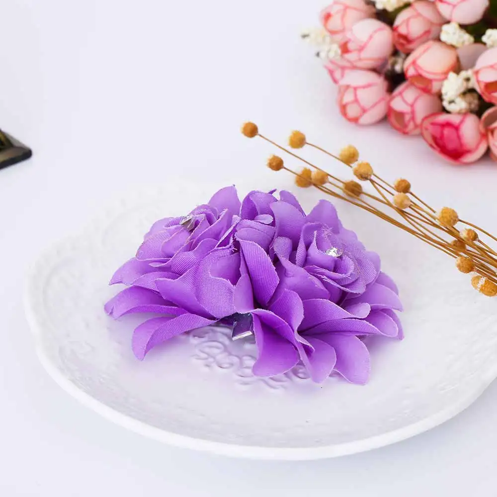 TOMTOSH new cloth flower hair clip water drill flower flower girl dance hair ornament bride wedding rose headdress