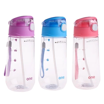 1 Pc 500ML Children With Straw Cups Baby Kids Children Portable Feeding Drinking Water Bottle Cup With Straw baby feeding water bottle portable no spill cup my plastic bottle children s small kettle with straw food grade slide cover copo