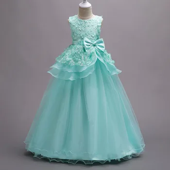 

Kids Flower Girl Dress Embroidered Pageant Party Wedding Bridesmaid Ball Gown Prom Princess Formal Occassion Long Dress 4-14Y