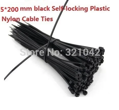 

500pcs 5*200MM Black Nylon Cable Ties
