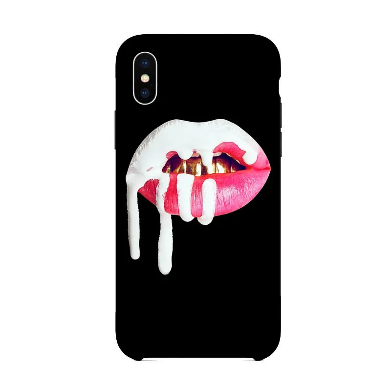 Чехол для телефона из ТПУ Kylie Jenner с губами и помадой макияжа сексуальный черный