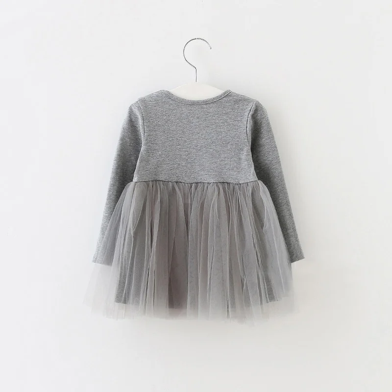 Платье-пачка принцессы для маленьких девочек мини-платье трапециевидной формы с круглым вырезом белого, розового, черного, серого цвета для детей от 9 до 48 месяцев - Цвет: grey