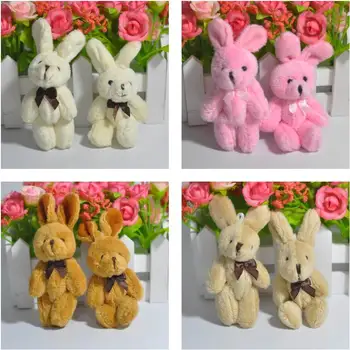 

8cm(3.1") Plush Mini Rabbit With bow tie Joint Bunny Stuffed Pendants cartoon bouquet doll plush toy flower package accessories