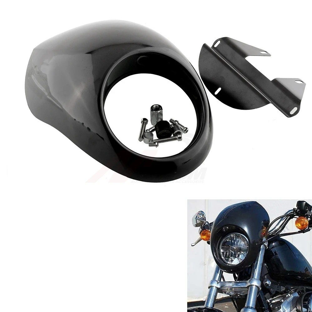 Черный фар Пластик спереди козырек обтекатель Прохладный маска ободок для 883 XL1200 Dyna Sportster FX мотоцикл