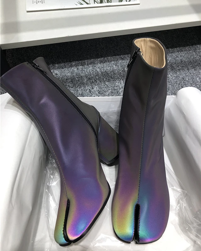 Abesir/новейшая модель; женские пикантные разноцветные ботильоны с конским носком на не сужающемся книзу массивном каблуке; женские полусапожки с боковой молнией; универсальная обувь для девочек