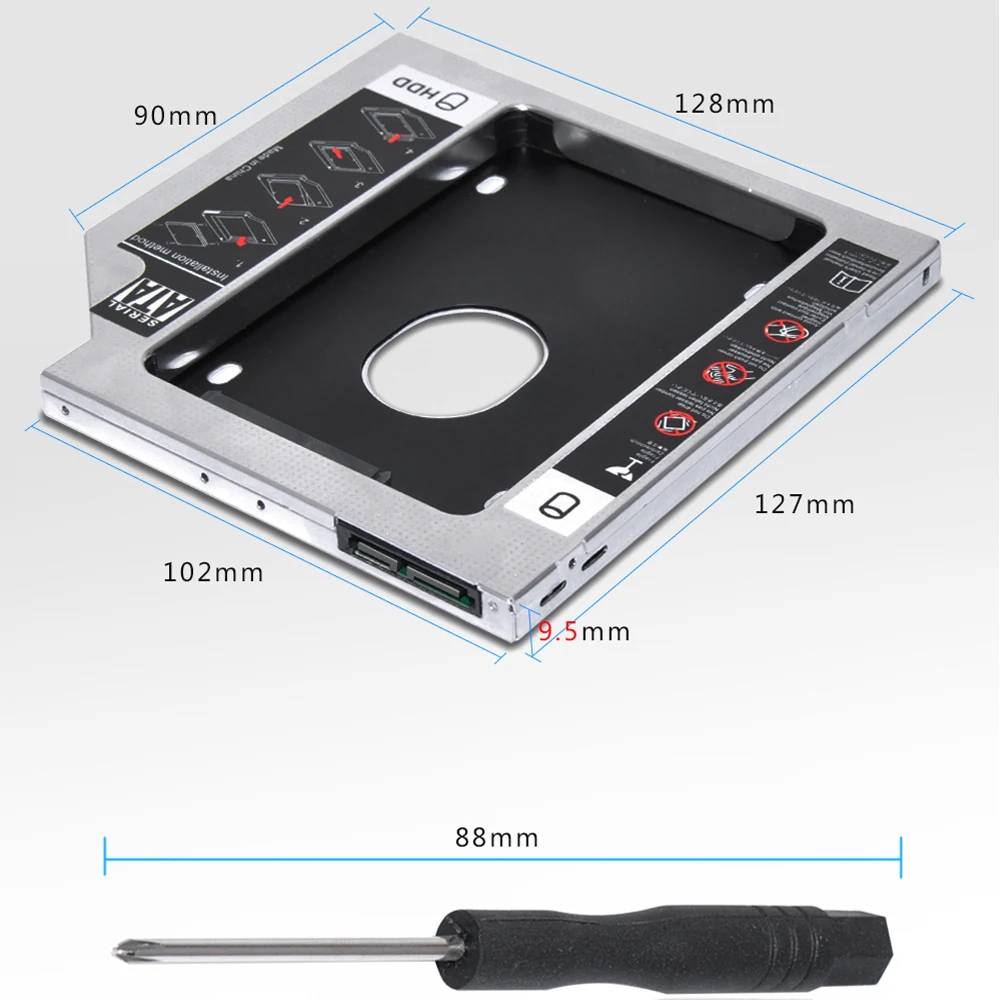 DeepFox SATA для SATA 2 HDD Caddy для 9 мм 9,5 мм SSD чехол Корпус жесткого диска отсек для ноутбука ODD Optibay CD-Rom