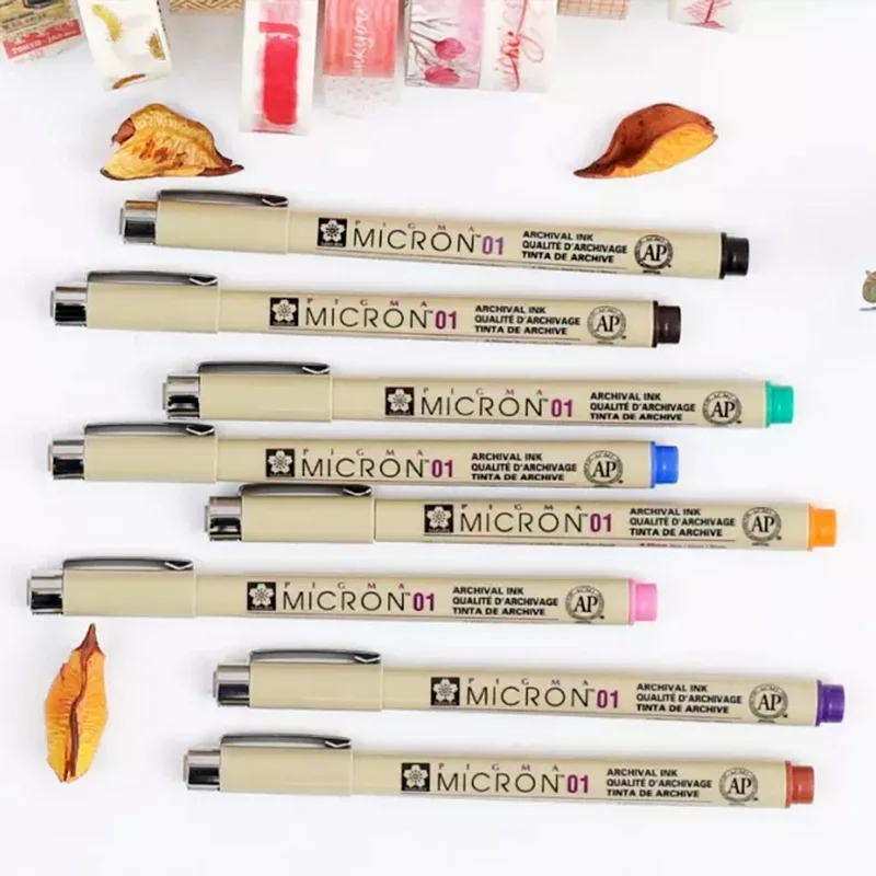 Цветной Вкладыш ручка Водонепроницаемый разглаживает мелкие вкладыш Pigma micron 0 5