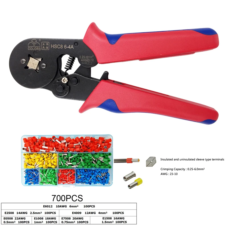 

Crimp pliers Crimping plier For wire ferrules,end sleeves 0.25-6.0mm2 23-10AWG Electrician mini hand round nose tool terminals
