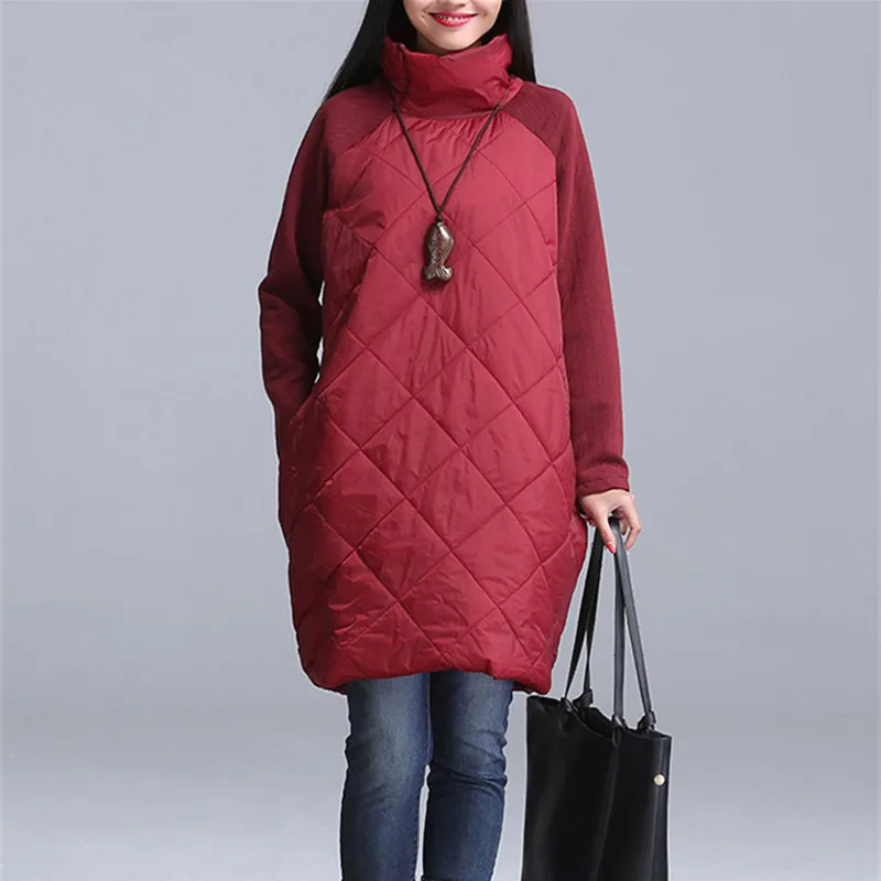 Женское велюровое пальто с высоким воротом размера плюс S-5XL/6XL на зиму и осень, модное велюровое одноцветное женское пальто с длинным рукавом Vestidos - Цвет: Красный