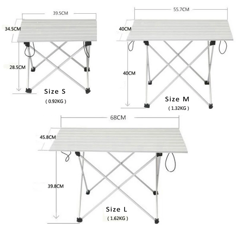 Outdoor Furniture Aluminum Folding Tables Camping Picnic Minimalist Table with Carrying Bag for Beach Hiking Travel Activities foldable table