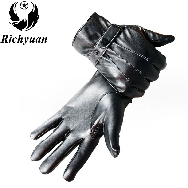 Зимние мужские перчатки из натуральной кожи новые брендовые перчатки для сенсорного экрана модные теплые черные перчатки рукавицы из козьей кожи