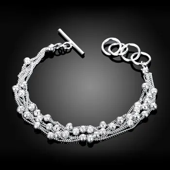 

Wholesale beads chain silver color bracelets for women lady wedding high quality fashion jewelry Christmas gifts Nice H030