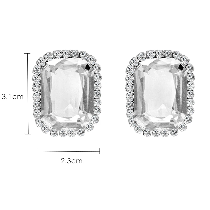 Temperament versatile transparent artificial crystal earrings female super sensen gentle square | Украшения и аксессуары