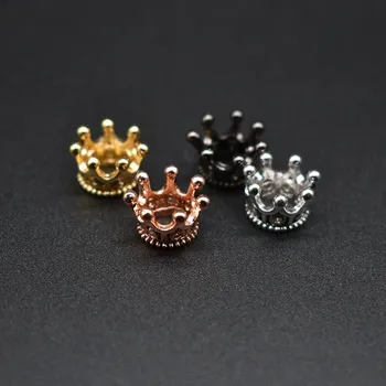 

Jewelry Findings Fashion Metal Brass Micro Pave Crystal CZ Geometry Crown Leopard Helmet Skull Round Space Beads for Jewelry DIY