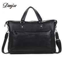 DANJUE, натуральная кожа, модный бренд, Воловья кожа, мужской портфель, классика, черная сумка для бизнесмена, модная, большая вместительность, на плечо