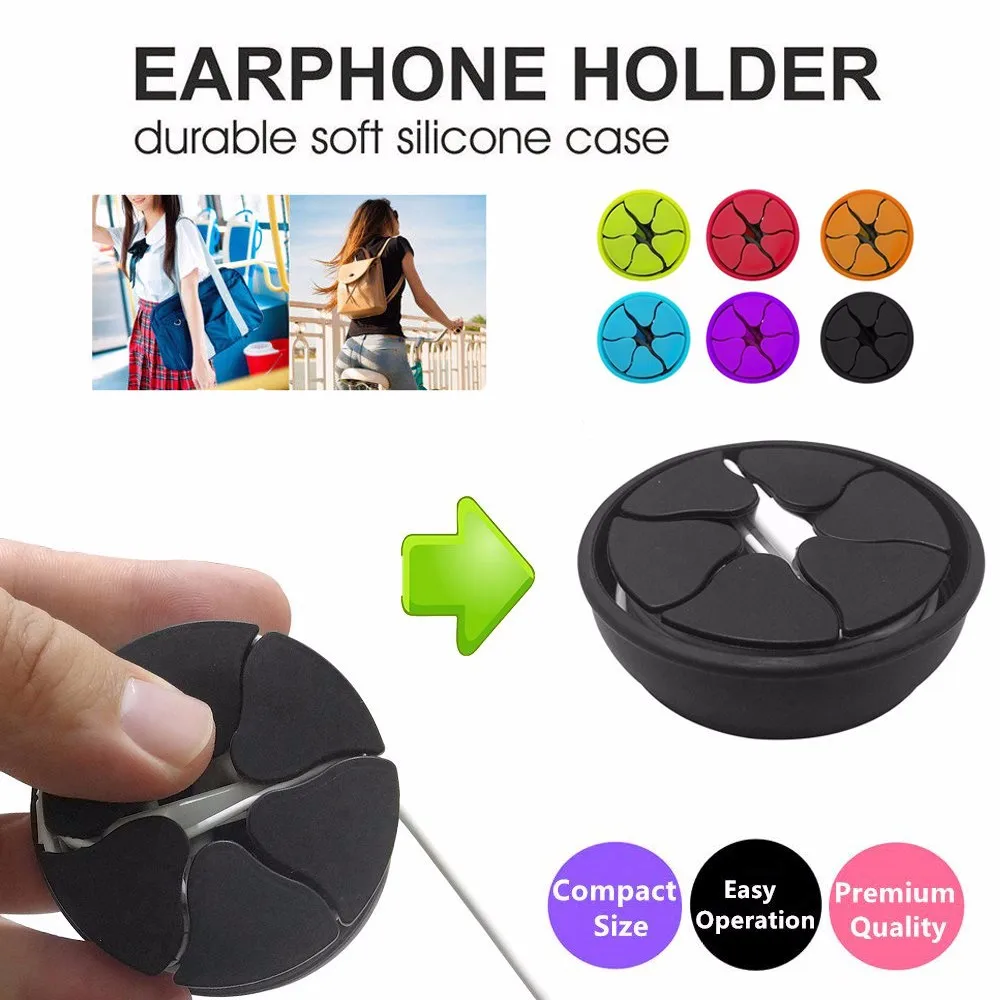 

9 Colors Earphone Cable Winder Silicone Mini Earphone Holder Case Storage Boxes Container Stretch Earbud Storage Box Organizer