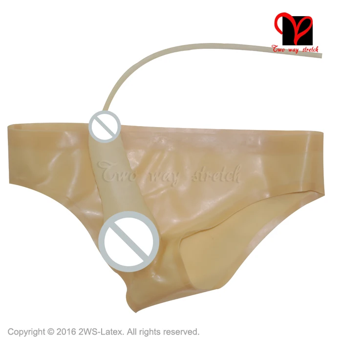 Sexy Latex underwear Penis Sheath piss tube Rubber briefs Condom panty pants cock Shorts tong bottom underpanty plus size KZ-093