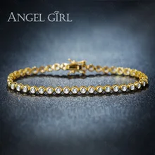 Ангел Девушка Высокий золотой браслет для женщин Дамы Сияющий AAA+ кубический циркон Кристалл ювелирные изделия подарок manchette femme B7-60726