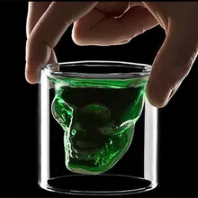 Tasse à Double paroi crâne squelette Whisky Bar verres à vin, tasse en verre de cristal tête de crâne Vodka verre à vin 25ml-250ml nouveauté