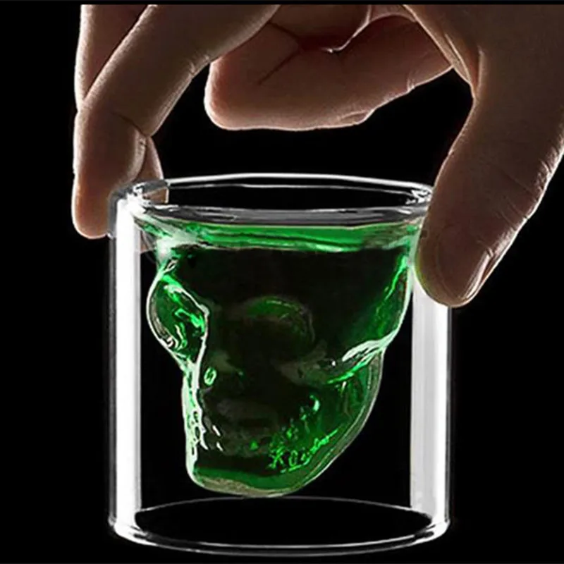 

Novelty Cups 25ml-250ml Double Wall Skull Skeleton Whisky Bar wine glasses Glass Cup Crystal Skull Head Vodka Shot Wine Glass