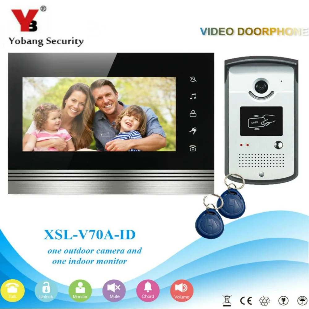 

YobangSecurity 7"Inch LCD Color Screen Video Door Bell Phone Intercom RFID Card Access Control Home Entry Security Kit System