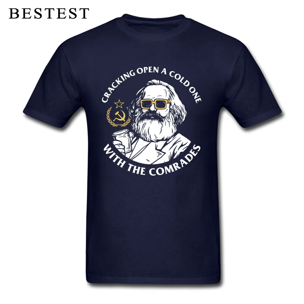 Group Camisa Tops Shirt Short Sleeve for Men Pure Cotton Autumn Crew Neck T-shirts Unique Tops Shirts Newest Free Shipping Crack Open A Cold One With The Comrades 7382 navy