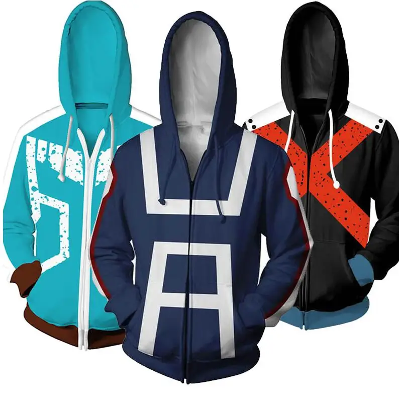 

Anime Boku no My Hero Academia Dek 3D Outfits Hoodie Jacket Coat Uniform T-shirt Bakugou Katsuki Todoro Shouto Cosplay Costume