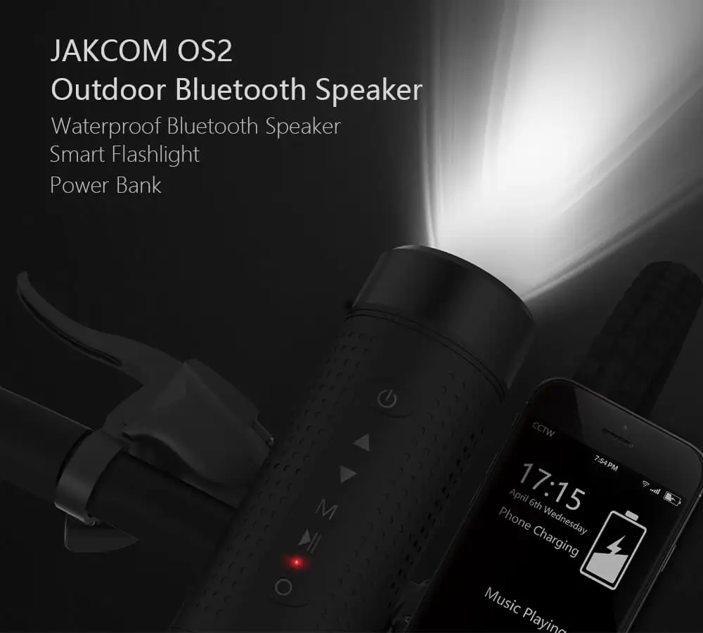 JAKCOM OS2 Портативный беспроводной bluetooth динамик открытый водонепроницаемый динамик для велосипедов с powerbank фонарик Поддержка TF AUX FM