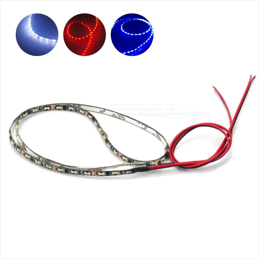 

10x 60cm Car Flexible LED Strips Waterproof Light 335 30/60 SMD Side Shine Auto DRL Lamp Car Styling Can Cutting White/Red/Blue