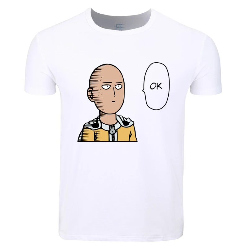 Азиатский размер принт японского аниме One Punch Man Saitama футболка оппай с круглым