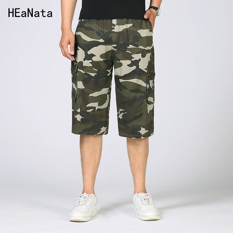 Pantalón Corto para Hombre Militar Camuflaje Elástico Liso Forro de algodón verano ropa informal