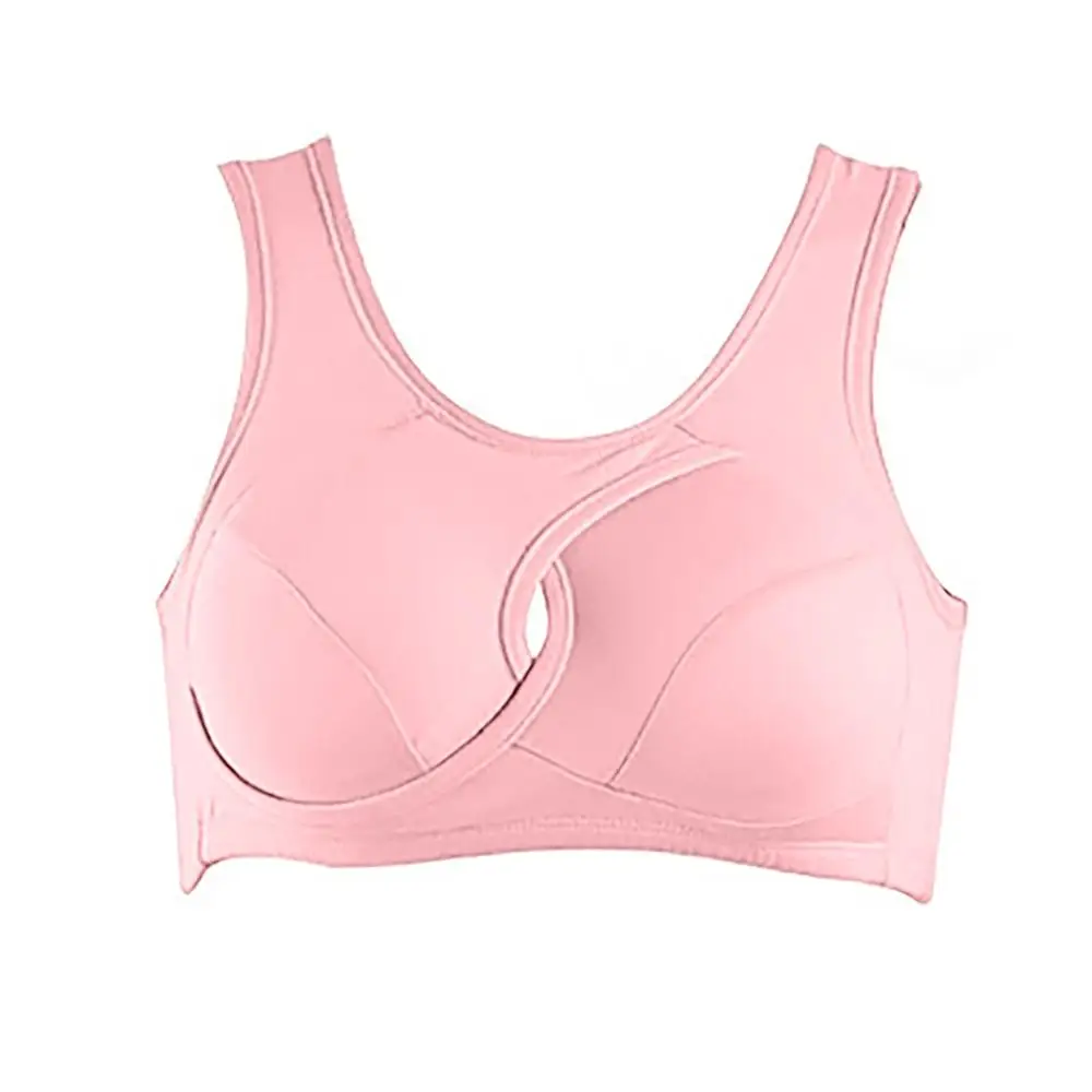 Girls Women Solid Seamles Stretch Sport Bra Top Gym Fitness Underwear Crop Top Running Sports Vest Tank Bras M/L/XL - Цвет: Pink