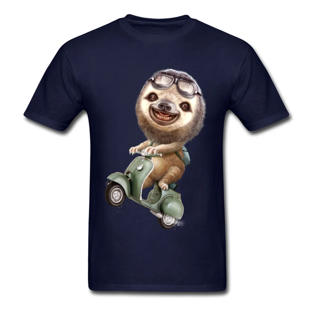 RUNAWAY SLOTH T-shirts Cool Short Sleeve Fashionable Round Neck Cotton Fabric Tops Shirt Clothing Shirt for Men Fall RUNAWAY SLOTH navy