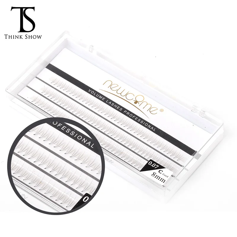 

Thinkshow 2pcs/Lot 8-12mm 3D Volume 0.07 C Individual Eyelash Extension 60 Knots Natural Eyelash Extension Silk Individual Lash