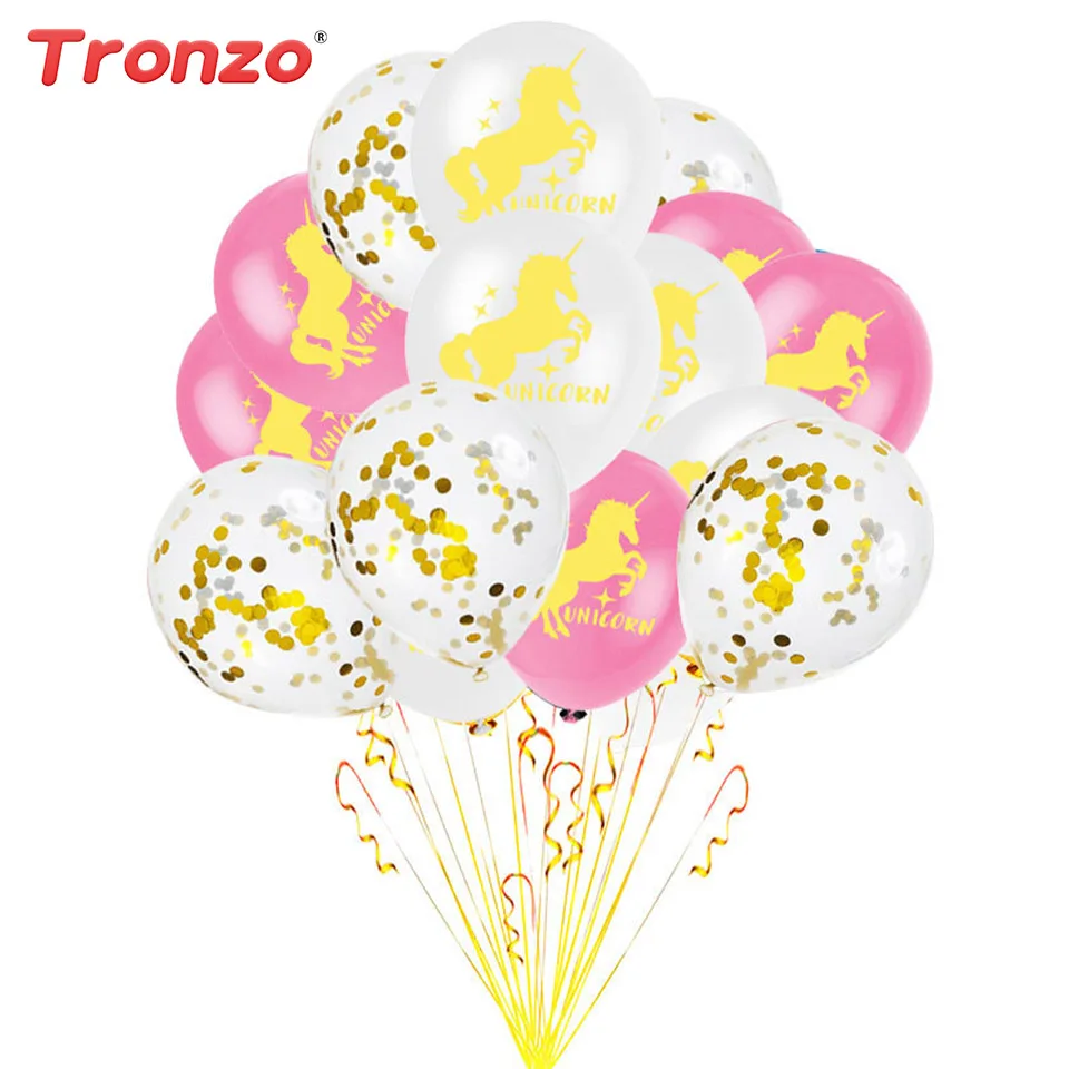 

Tronzo 10/15 pcs Pink Unicorn Confetti Balloon Mermaid party Latex Balloons For Wedding Birthday Party Supplies Kids Favor