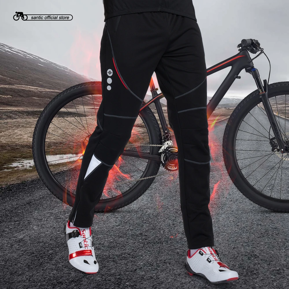 Santic зимние штаны для велоспорта, мужские ветрозащитные флисовые тепловые штаны для велоспорта, велосипеда, длинные штаны, S-3XL, pantalon ciclismo C04004