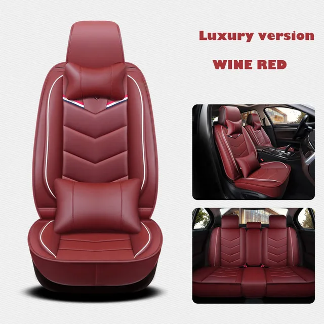 Red with Pillows Кожаные универсальные чехлы для автомобильных сидений для renault megane 2 3 sandero scenic 1 2 3 symbol talisman - Название цвета: Red with Pillows
