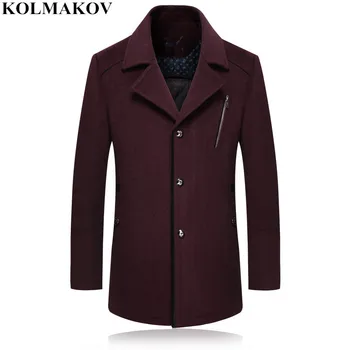 

KOLMAKOV New Men's Woolen Coats Business Casual Overcoats Homme Autumn Winter men clothing wool windbreaker Male Plus Size M-4XL
