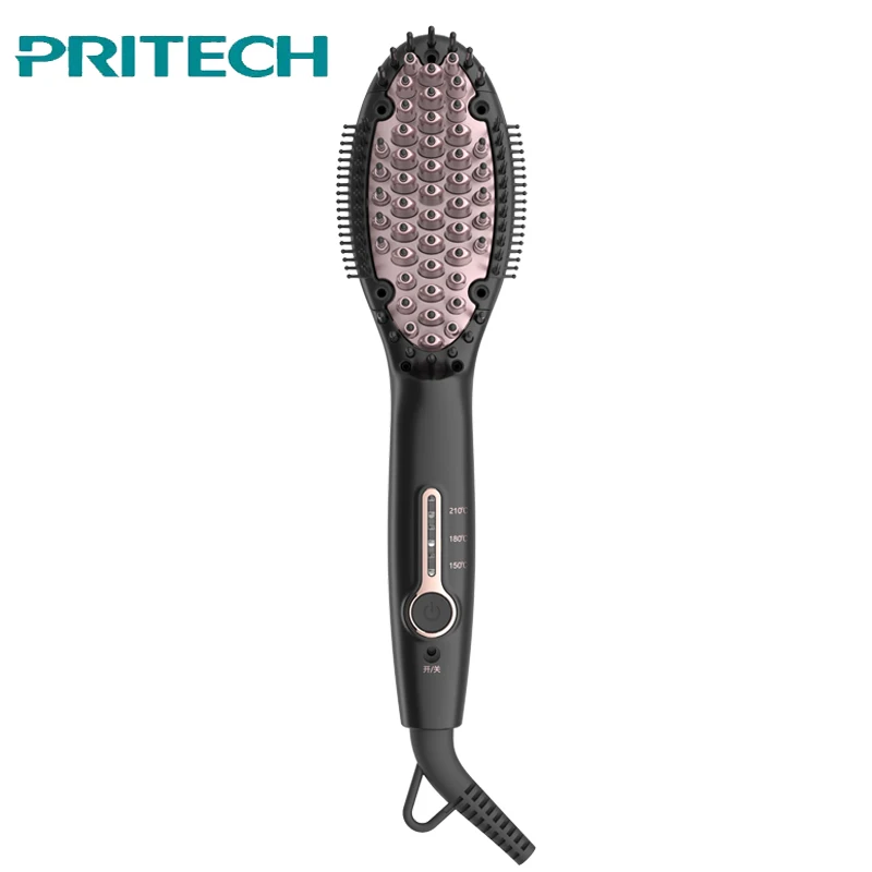 Мини выпрямитель для волос Pritech ионная щетка с трехскоростной температурой и