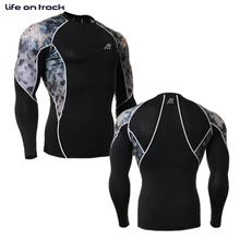 Новинка г. технический график компрессионная футболка Фитнес тренажерный зал нижнее бельё трико для тяжелой атлетики, бодибилдинга ММА футболка