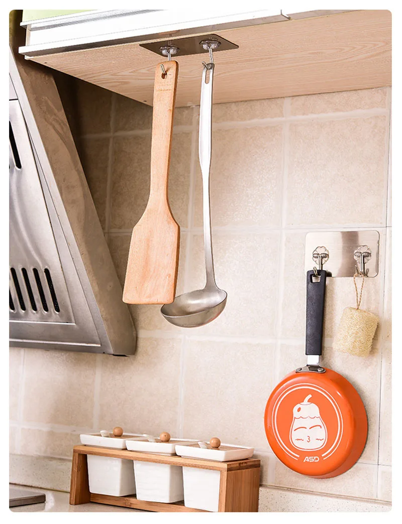 Double Row Wall Hooks For Hanging Self Adhesive Hooks Kitchen Bathroom Hangers Bag Key Wall Hooks Hangers Seamless (17)